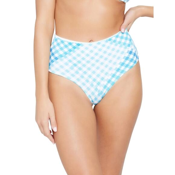L Space Other - L*Space Portia Blue Picnic Plaid High Waist Bikini Swim Bottoms